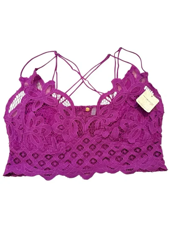Free People Intimately FP One Radiant Orchid Lace Bralette XL NWT Boho Crochet - Picture 1 of 7